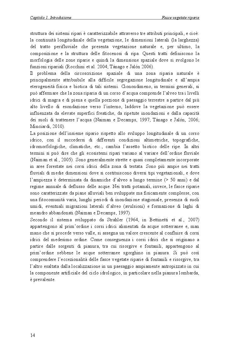 Estratto dalla tesi: Le fasce riparie dei fontanili: processi di trasformazione e rimozione dell'azoto