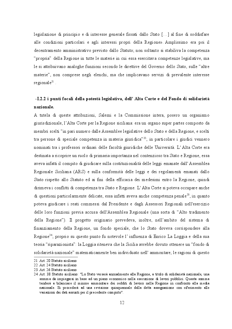 Estratto dalla tesi: L'autonomia della regione siciliana in materia di organizzazione e funzionamento