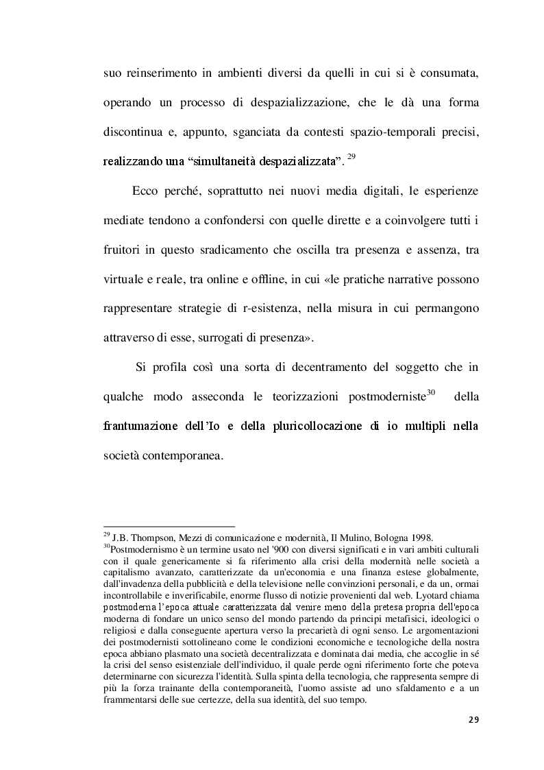 Estratto dalla tesi: La narrazione di sé ai tempi dei Social Network