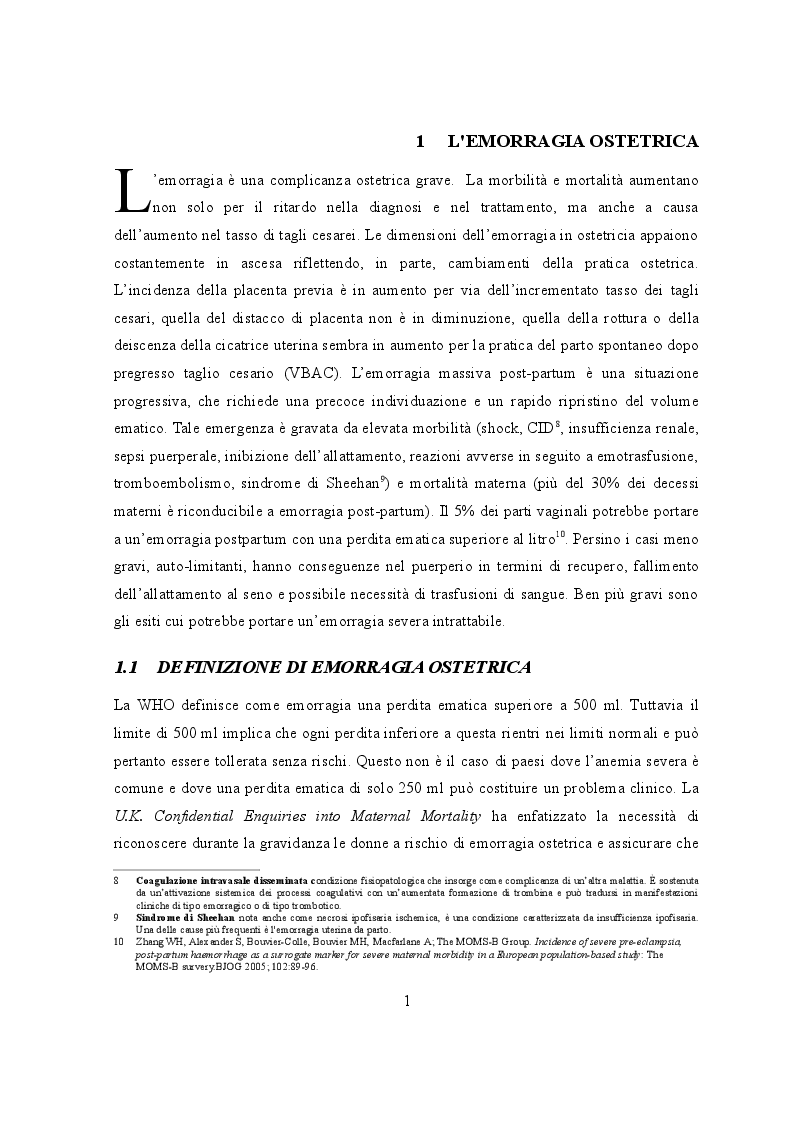 Estratto dalla tesi: Emorragia e Shock: uso dell'indumento non pneumatico anti-shock nell'emergenza ostetrica