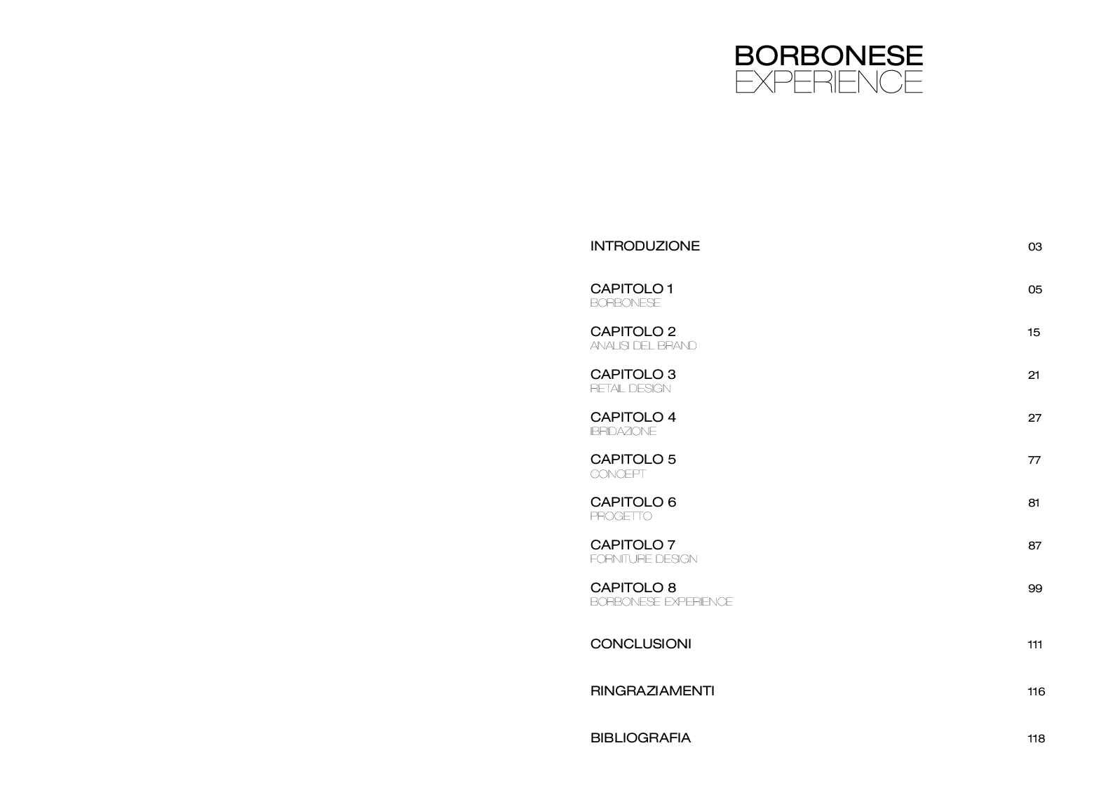 Indice della tesi: Borbonese Experience, Pagina 1