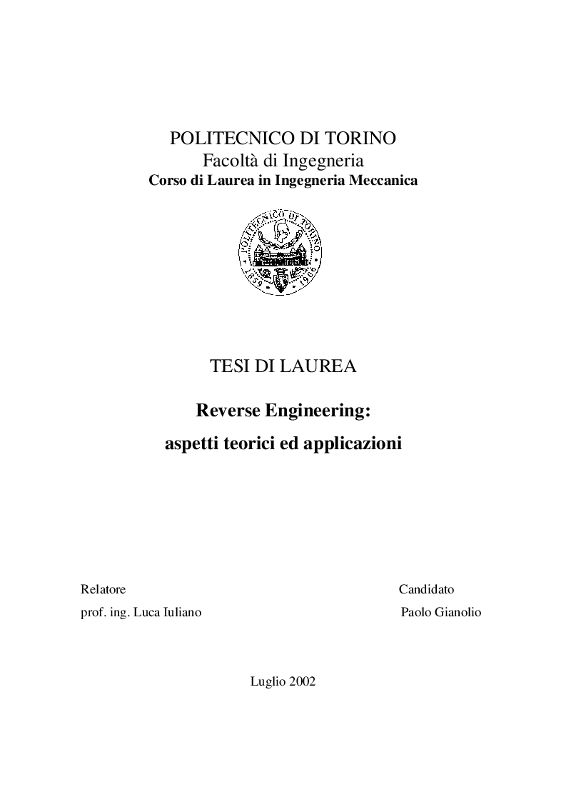 Anteprima della tesi: Reverse Engineering: aspetti teorici ed applicazioni, Pagina 1