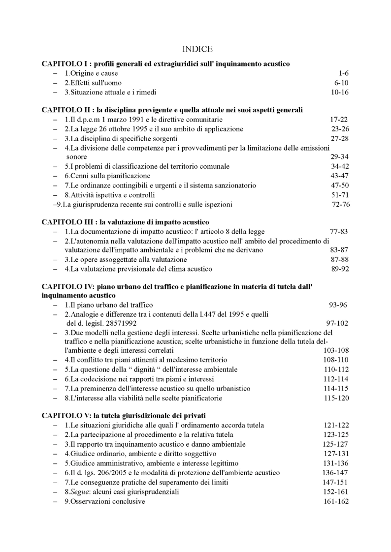 Indice della tesi: Inquinamento acustico: profili problematici di diritto dell'ambiente, Pagina 1