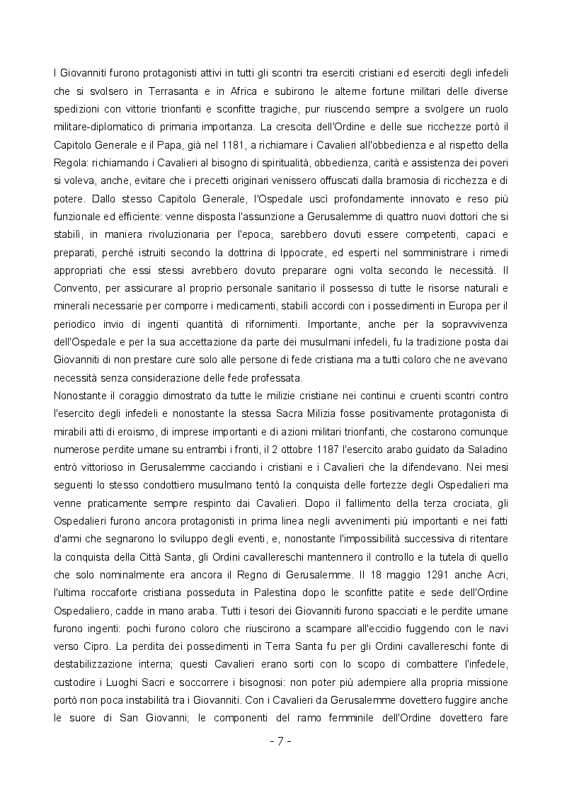 Estratto dalla tesi: Tuitio fidei et obsequium pauperum: la vita all'ombra della croce ottagona.