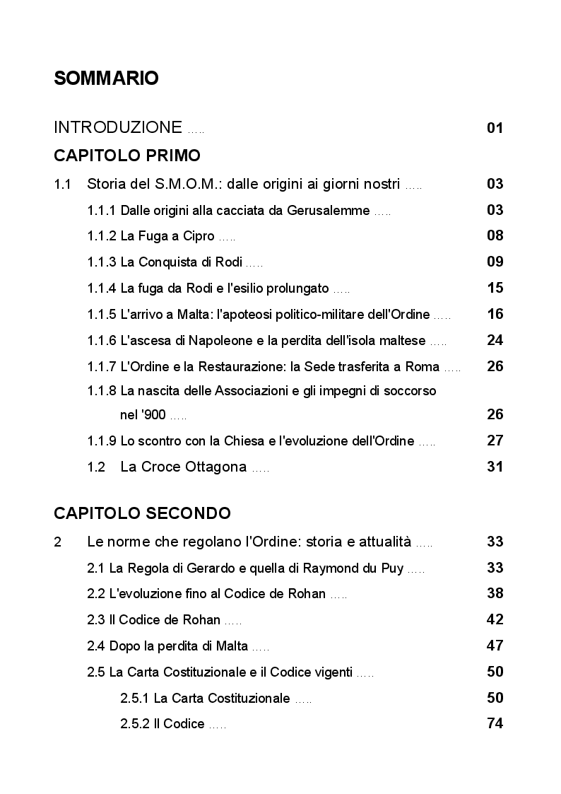 Indice della tesi: Tuitio fidei et obsequium pauperum: la vita all'ombra della croce ottagona., Pagina 1