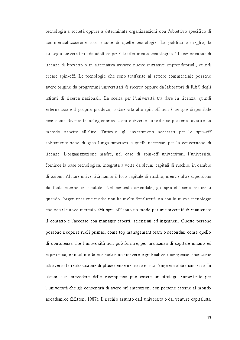Estratto dalla tesi: Lo sviluppo degli spin-off universitari