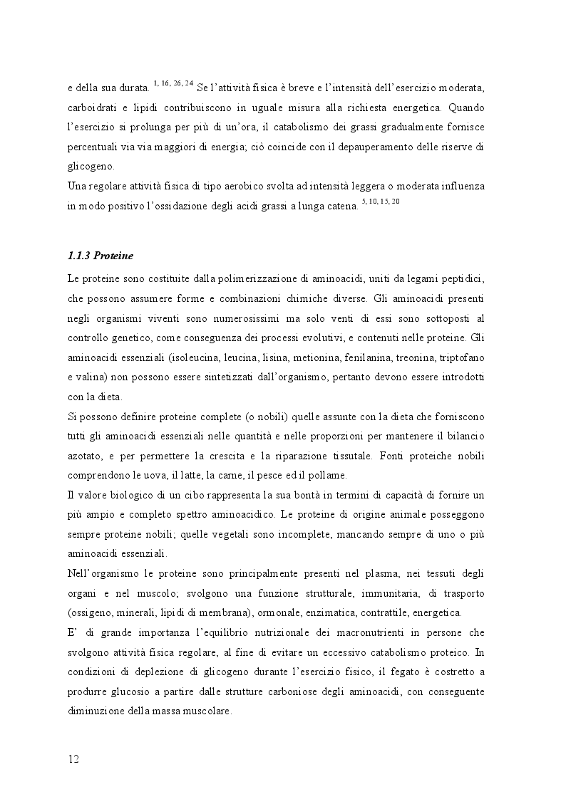 Estratto dalla tesi: Nuove proposte nutrizionali per lo Sport