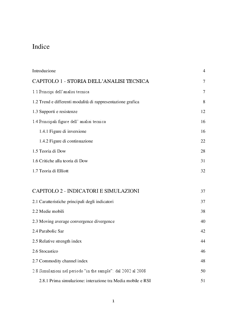 Indice della tesi: Algoritmo quantitativo per la gestione di un portafoglio bilanciato flessibile e confronto con la concorrenza., Pagina 1