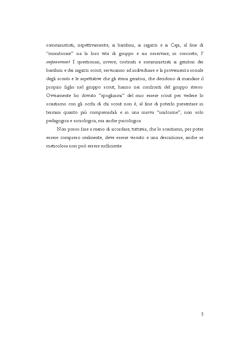 Anteprima della tesi: Implicazioni psicologico-formative del gruppo scout , Pagina 3