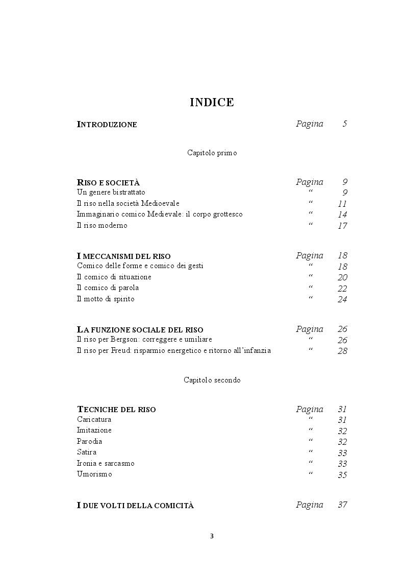 Indice della tesi: Il Riso e il Comico nella Comunicazione, Pagina 1