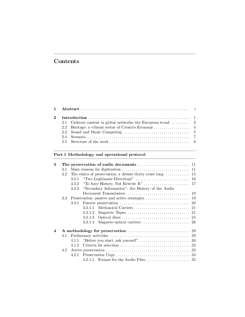 Indice della tesi: The preservation of sound archives: A computer science based approach to quality control, Pagina 1