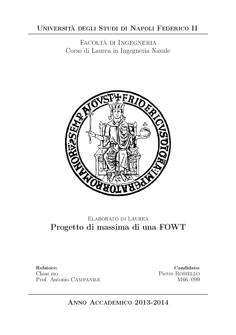 Anteprima della tesi: Progetto di massima di una FOWT, Pagina 1