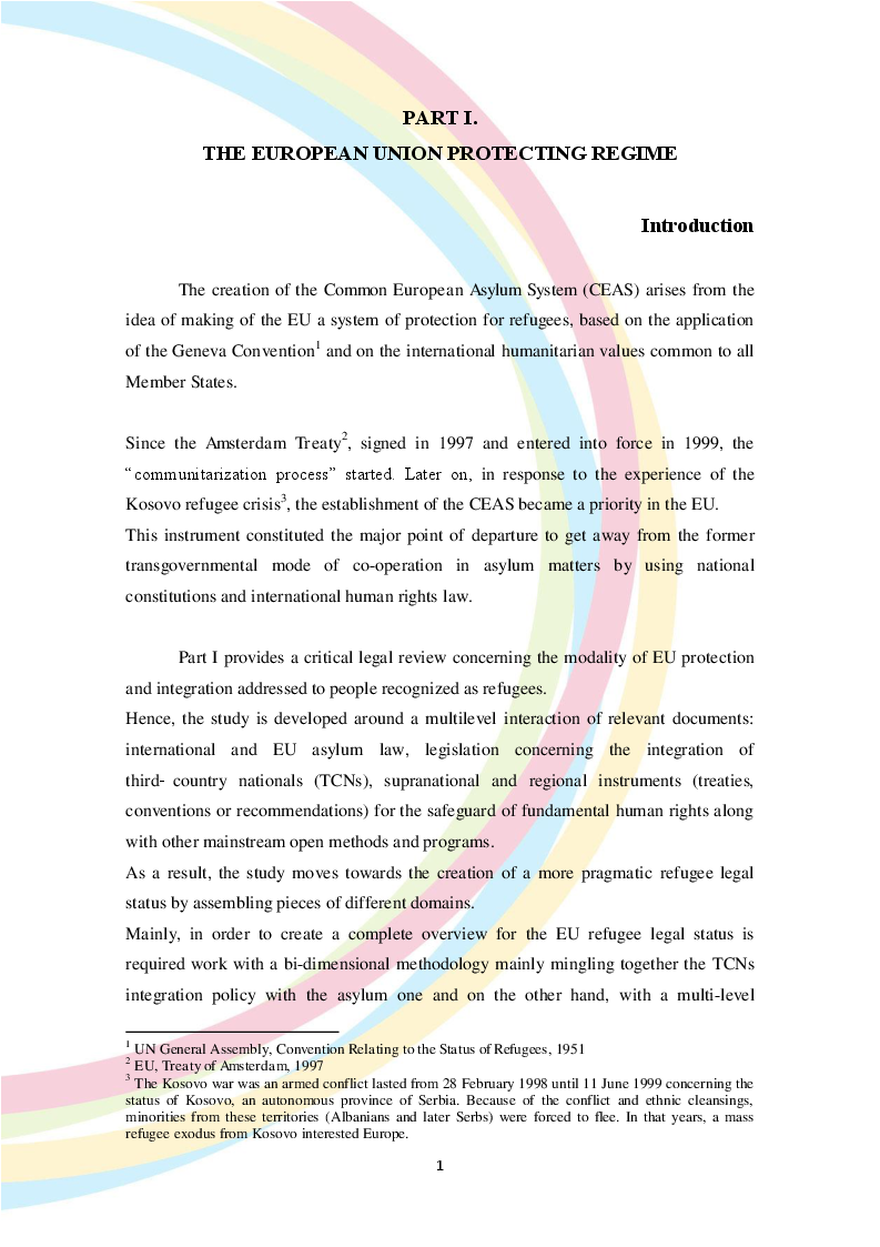 Estratto dalla tesi: The Refugees' Integration between European Guarantees and Domestic Policies