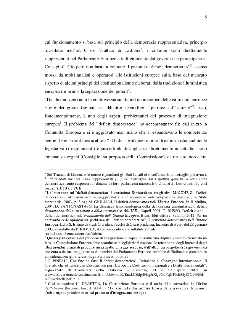 Estratto dalla tesi: Il ruolo degli Enti Locali nell'Unione Europea