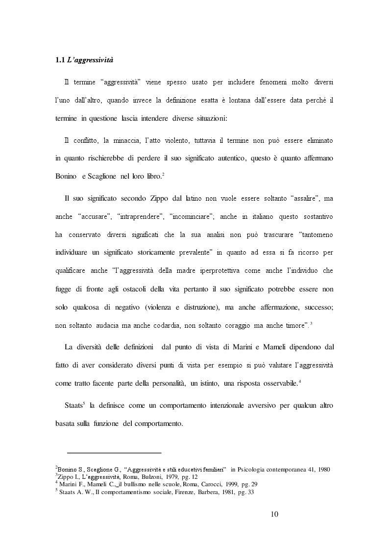Estratto dalla tesi: Aggressività e bullismo nel XXI secolo