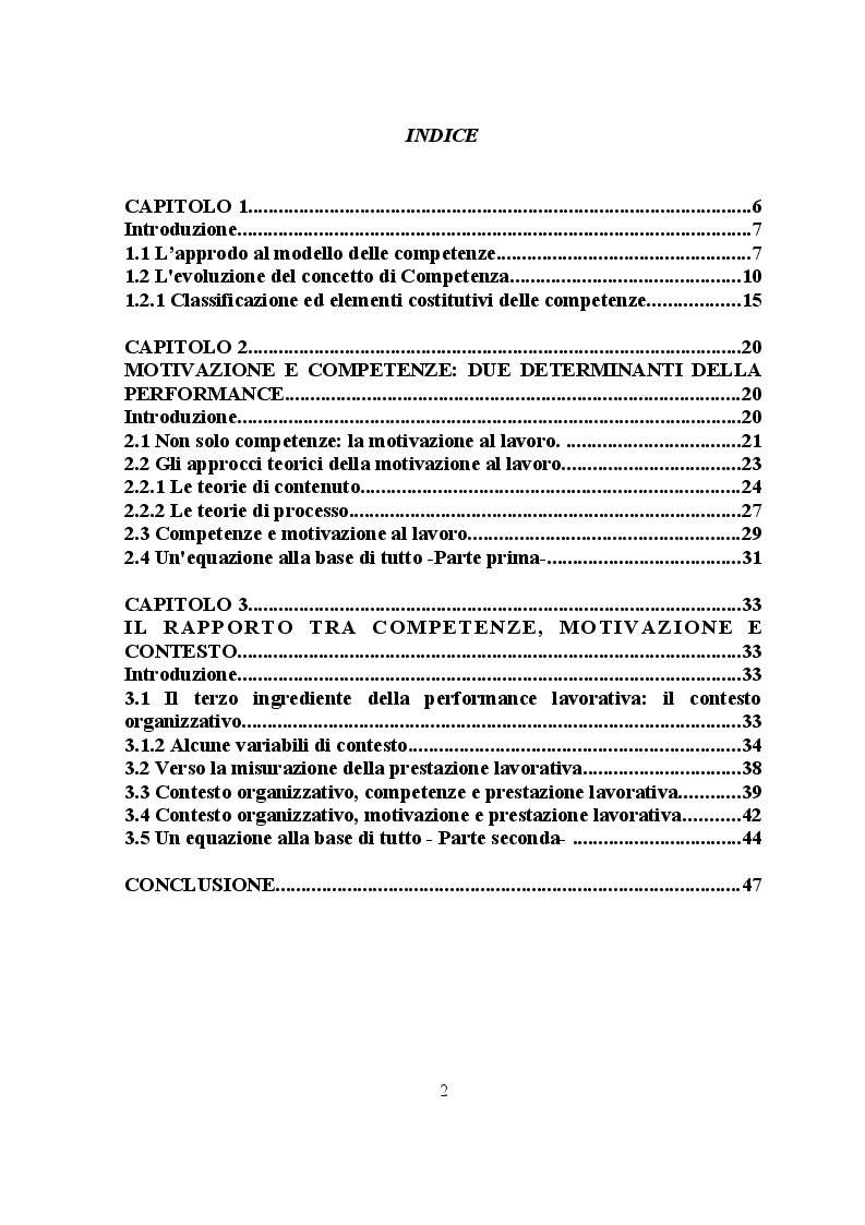 Indice della tesi: Il management delle conoscenze: knowledge based organization, Pagina 1