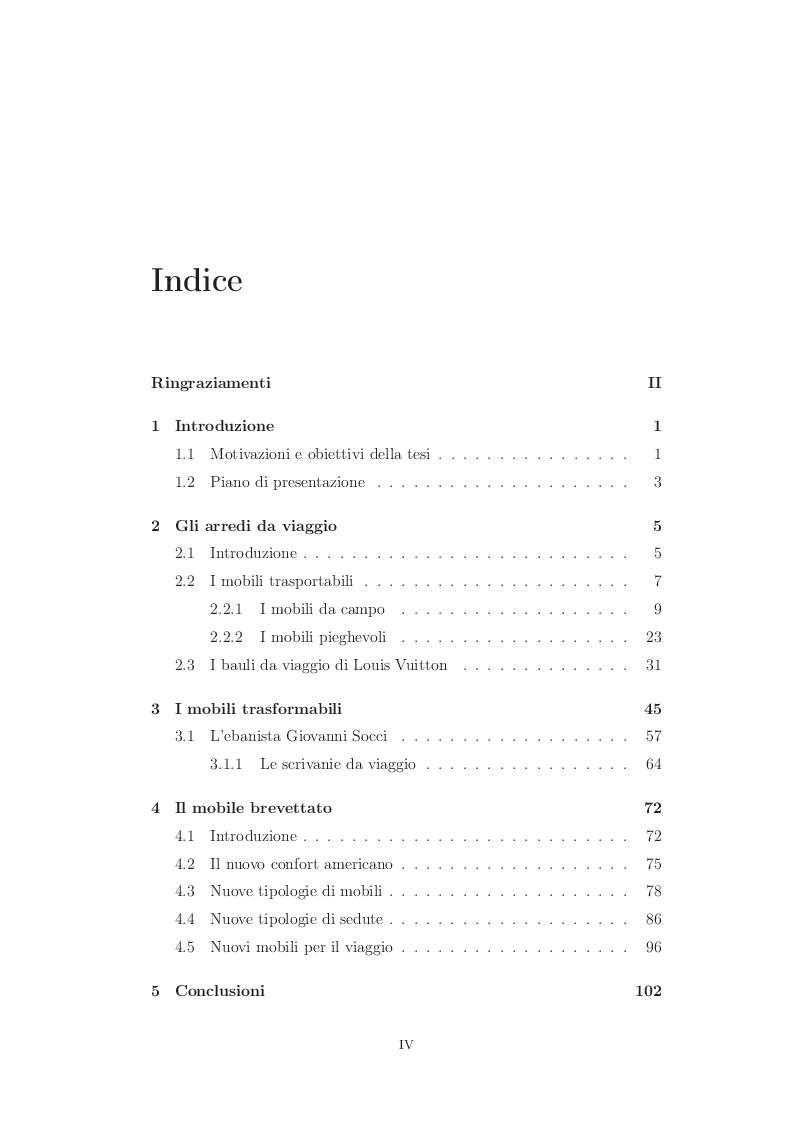 Indice della tesi: L'arredo in viaggio - L'evoluzione dei mobili trasformabili nel corso dei secoli, Pagina 1