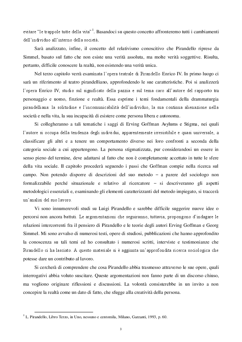 Anteprima della tesi: La condizione dell'uomo secondo Pirandello. Analisi delle interazioni sociali dell'''uomo-attore'', Pagina 3