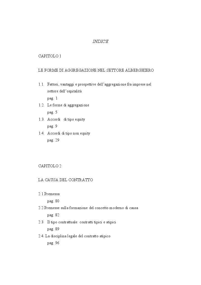 Indice della tesi: Il contratto di management, Pagina 1