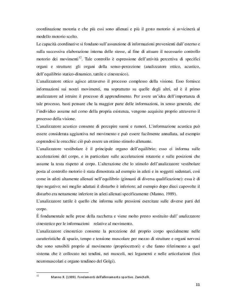 Estratto dalla tesi: La coordinazione motoria nel tennis nei bambini di 10-12 anni