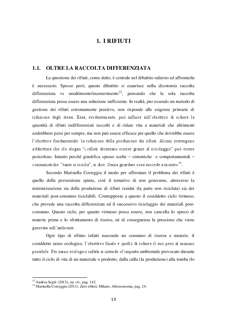 Estratto dalla tesi: La produzione di rifiuti, gli sprechi alimentari e le possibili soluzioni: il Progetto No Waste a Reggio Emilia