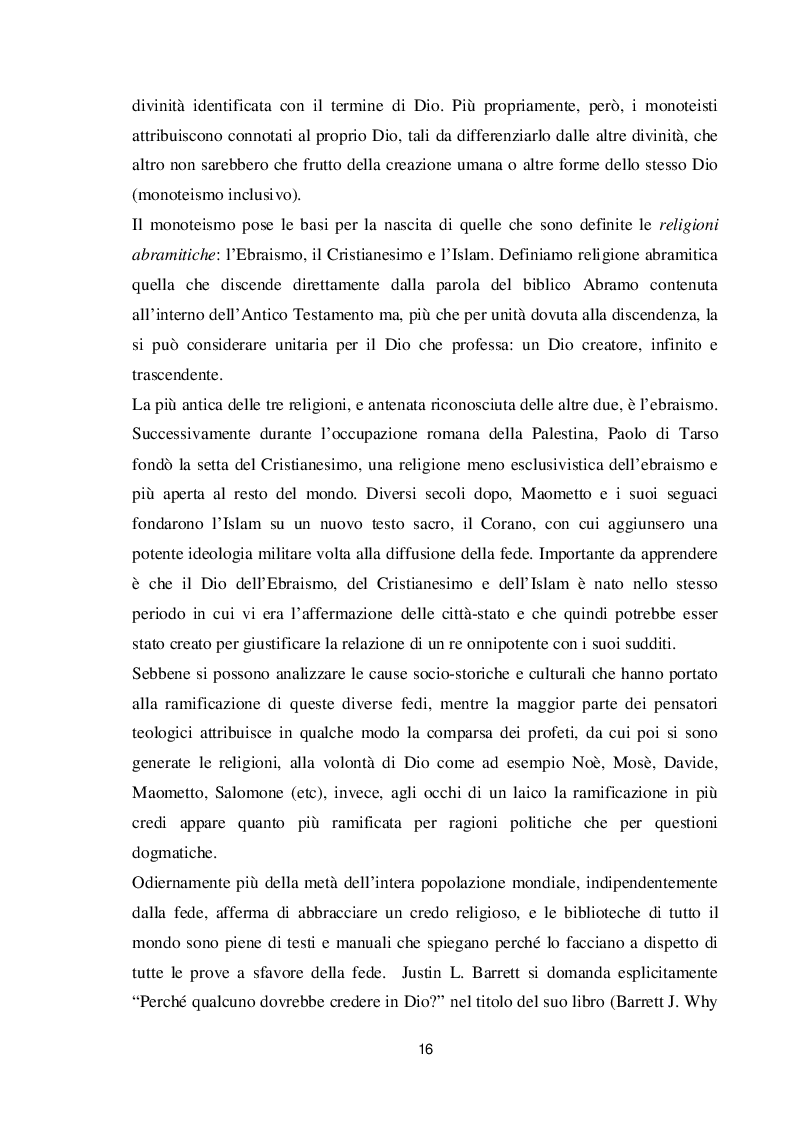 Estratto dalla tesi: Evoluzionismo e Creazionismo: darwinismo casuale, evoluzionismo teista e creazionismo a confronto