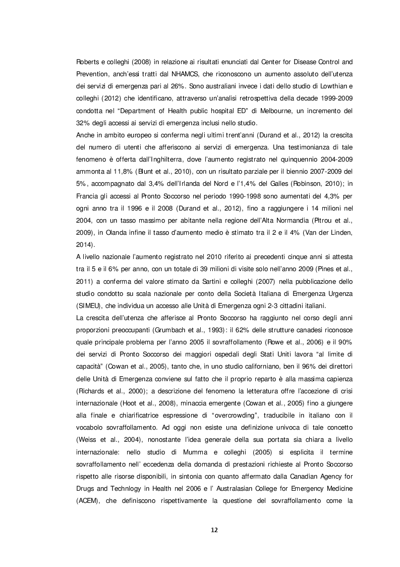 Estratto dalla tesi: Il paziente non urgente e l'accesso al Pronto Soccorso: una scelta consapevole? Studio di prevalenza.
