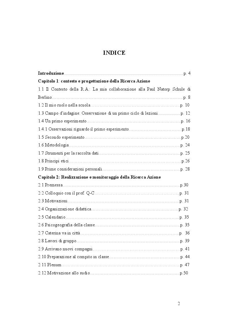 Indice della tesi: I vari percorsi della lingua italiana nella scuola dell'obbligo tedesca, Pagina 1