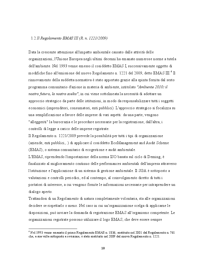 Estratto dalla tesi: Verso una migliore performance ambientale: la regolamentazione internazionale delle attività economiche a favore dell'ambiente