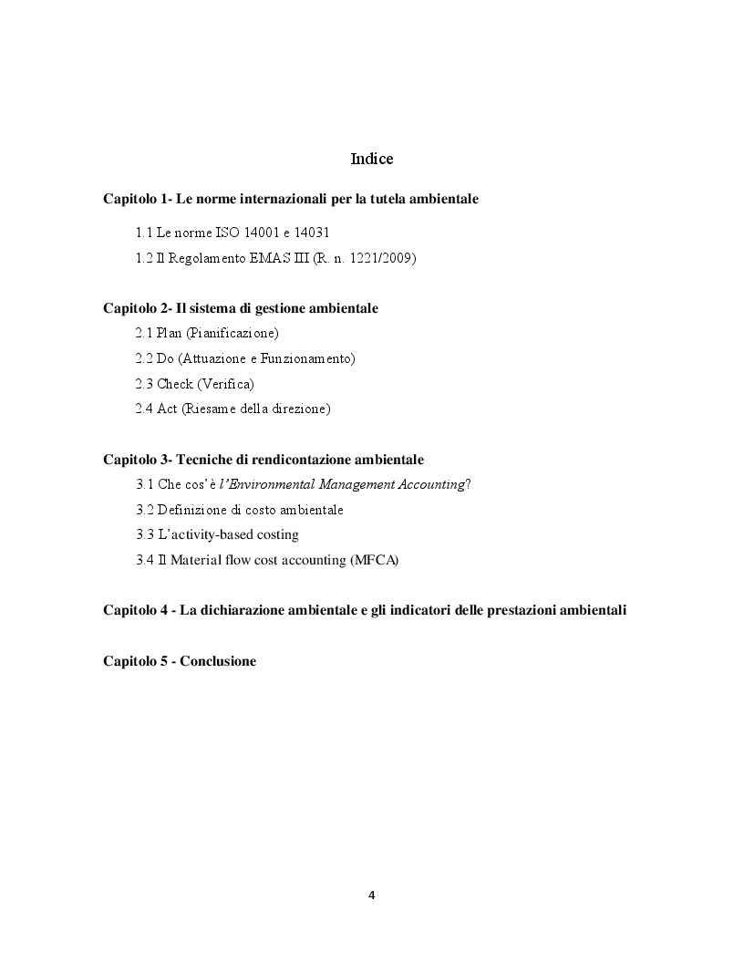 Indice della tesi: Verso una migliore performance ambientale: la regolamentazione internazionale delle attività economiche a favore dell'ambiente, Pagina 1