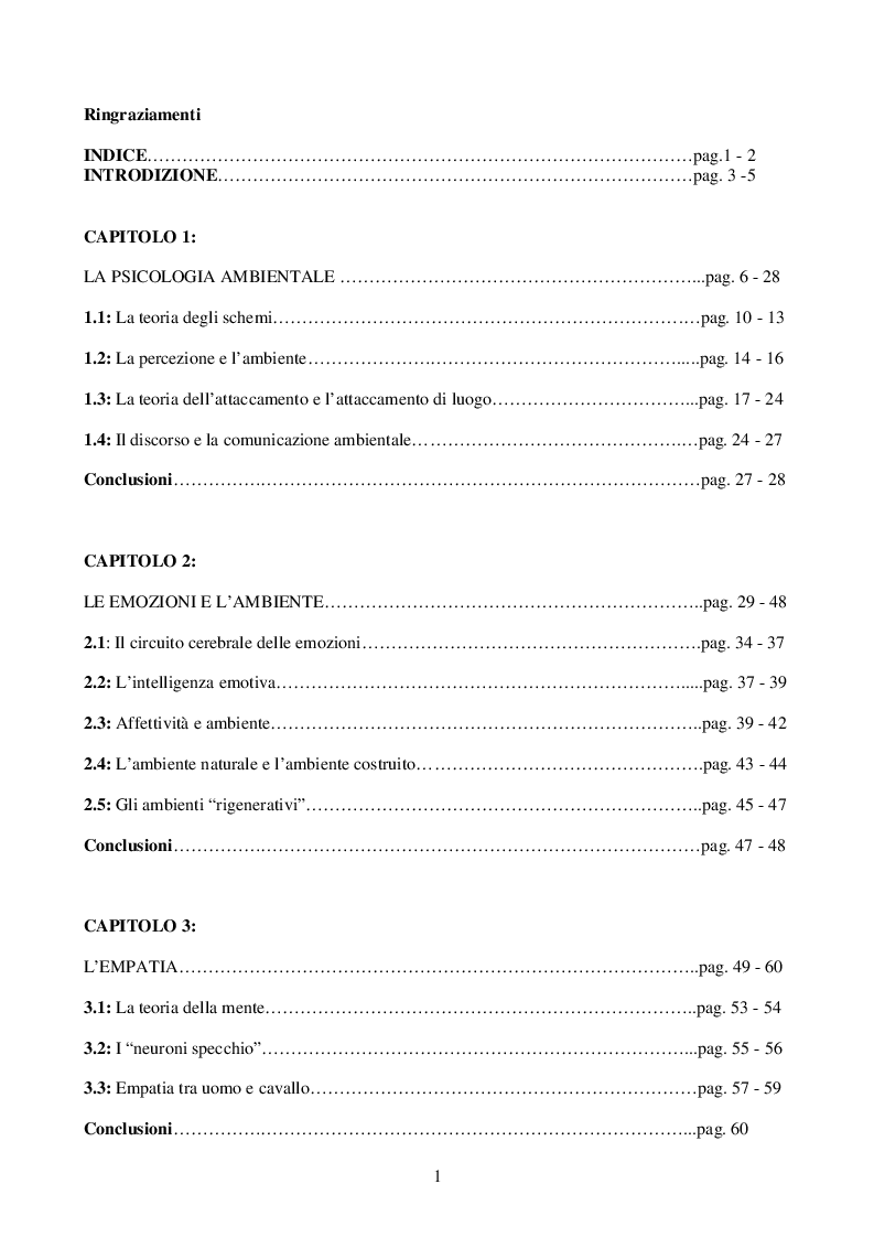 Indice della tesi: Rigeneratività benessere e ambiente naturale: i bambini e la natura, Pagina 1