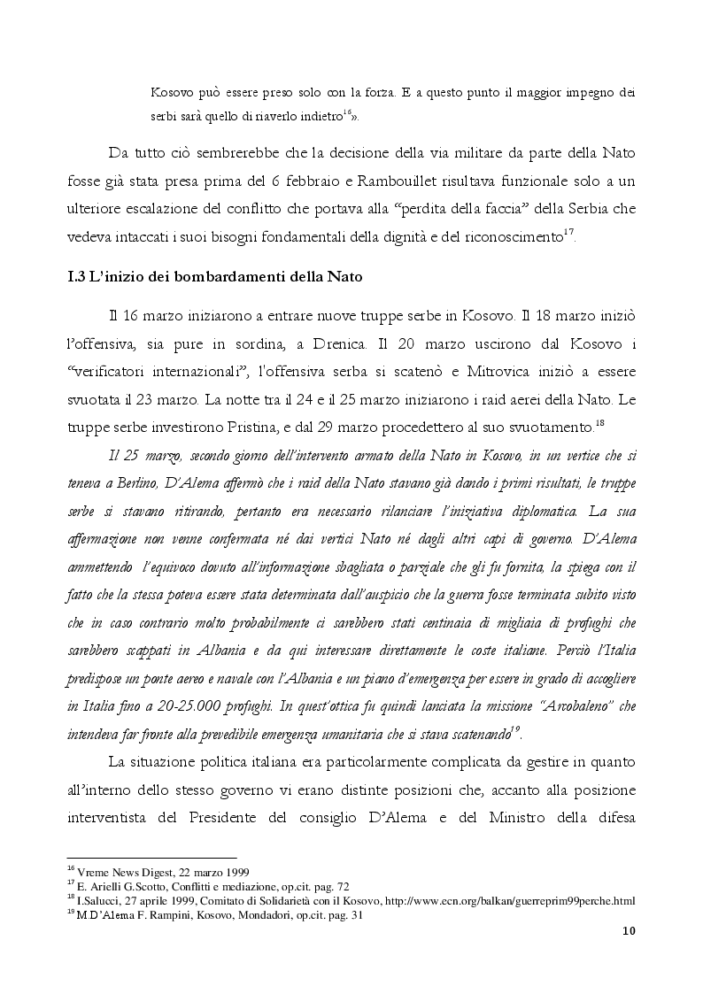 Estratto dalla tesi: Kosovo - Il racconto del Presidente Massimo D'Alema sotto la lente del sociologo