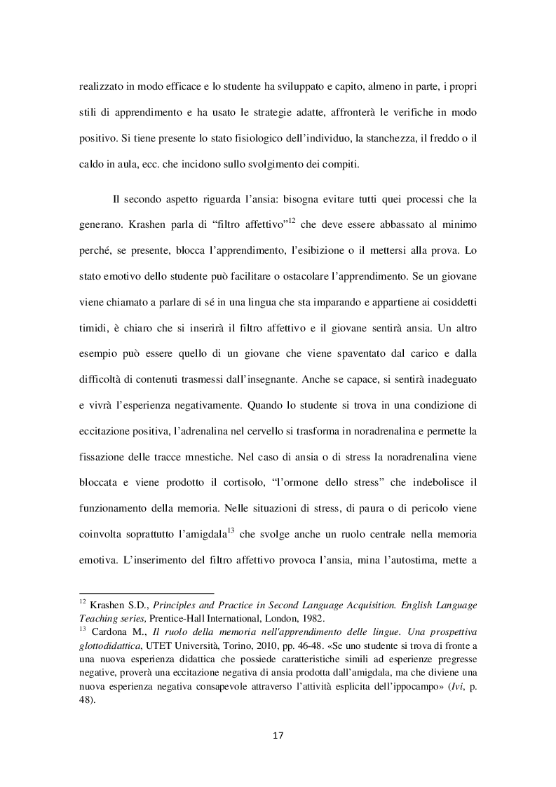 Estratto dalla tesi: Giovani ed efficacia nell'apprendimento delle lingue