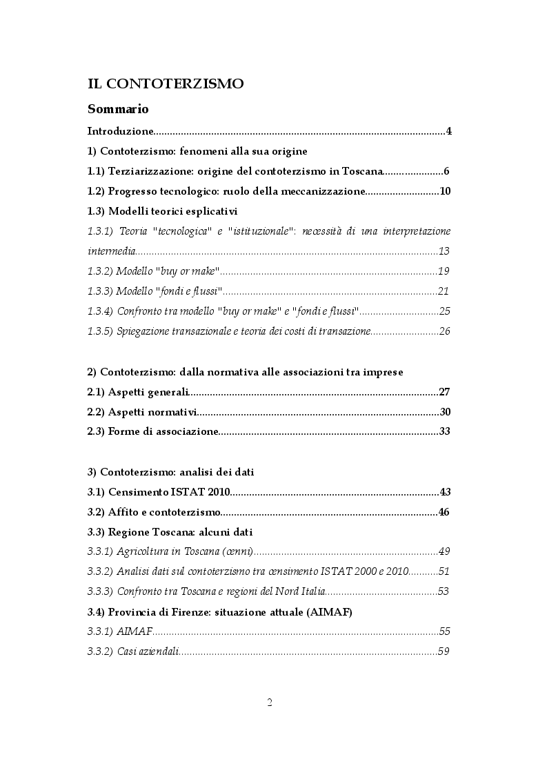 Indice della tesi: Il contoterzismo, Pagina 1