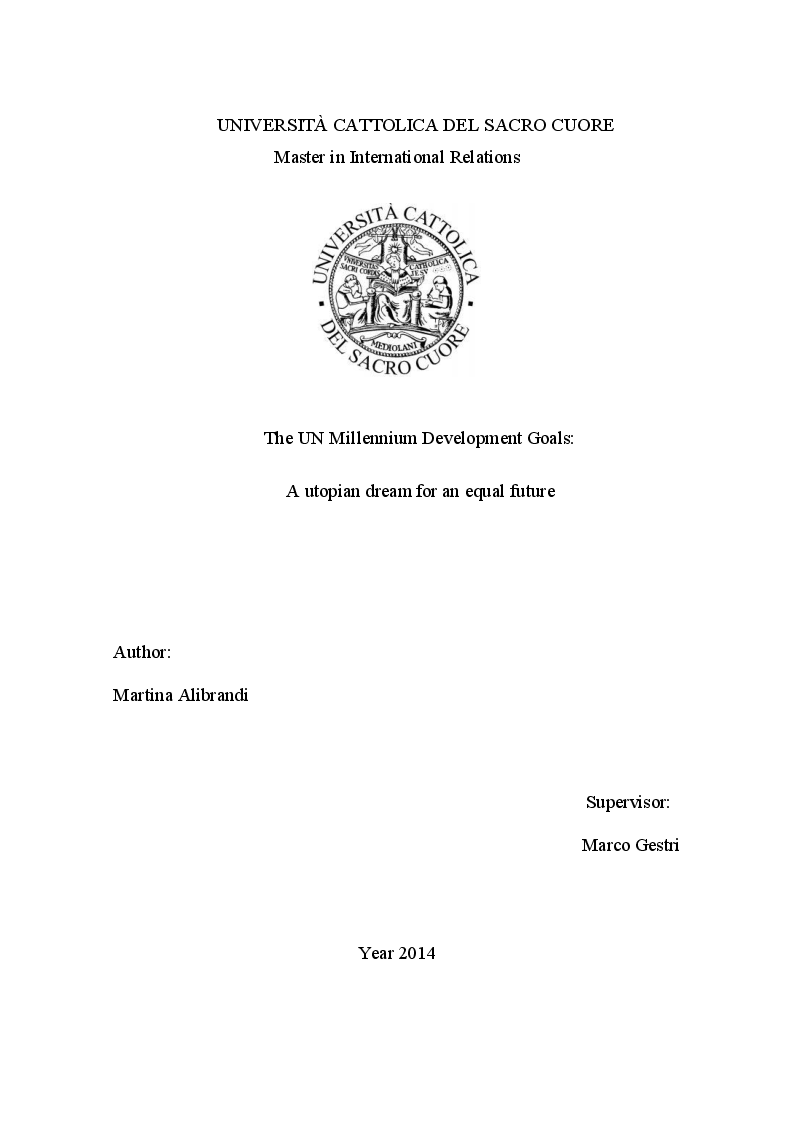 Anteprima della tesi: The UN Millennium Development Goals: A utopian dream for an equal future, Pagina 1