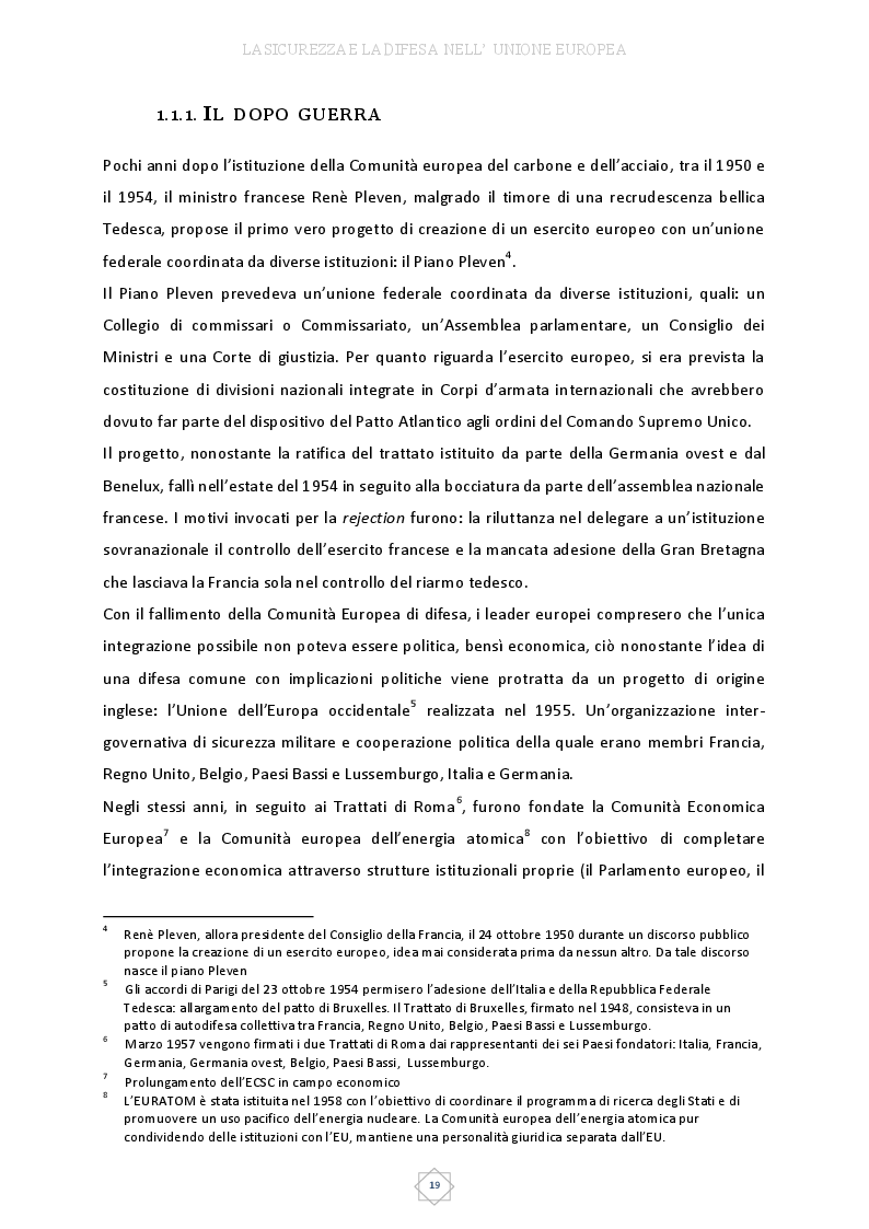 Estratto dalla tesi: Unione Europea? Possibile attore di sicurezza: evoluzione e risultati