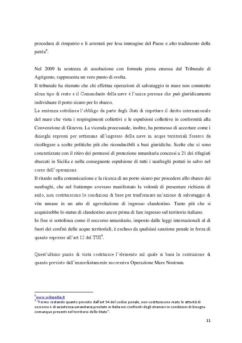 Estratto dalla tesi: Operazione Mare Nostrum. Dalla salvaguardia della vita in mare alla cancellazione di un intervento umanitario
