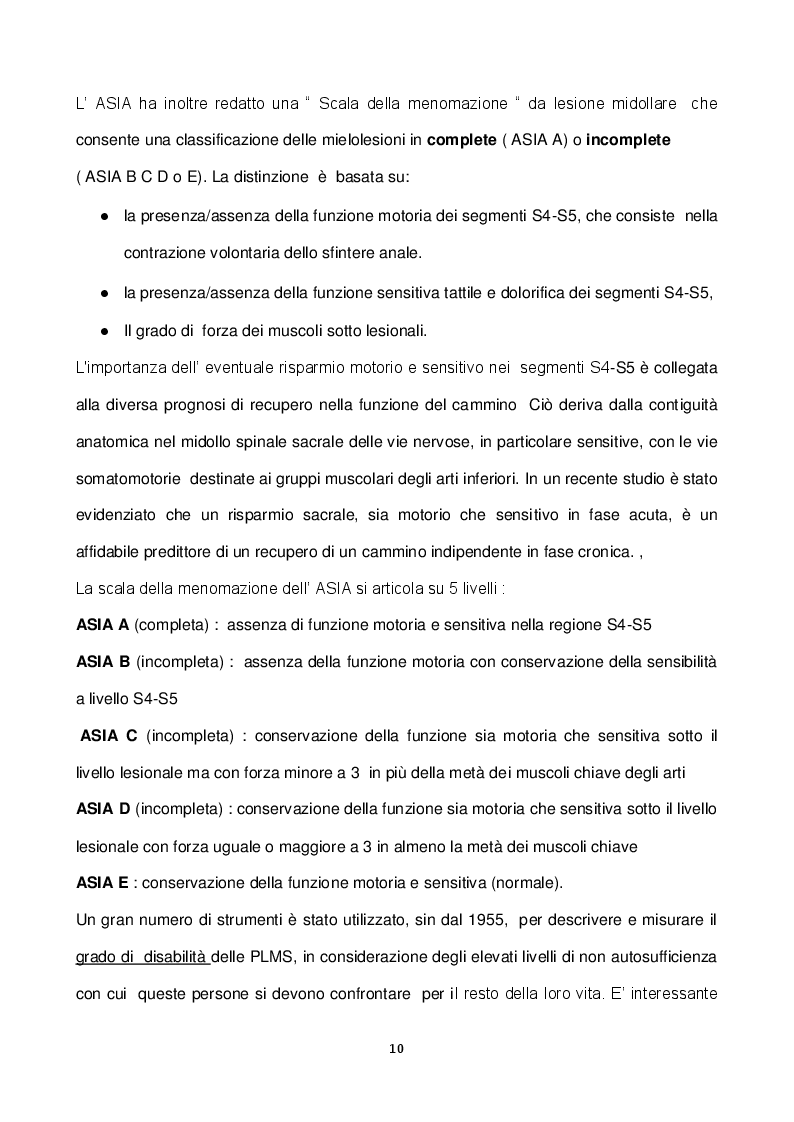 Estratto dalla tesi: Un'esperienza di utilizzo dell'ICF in una popolazione di persone mielolese in fase di cronicità