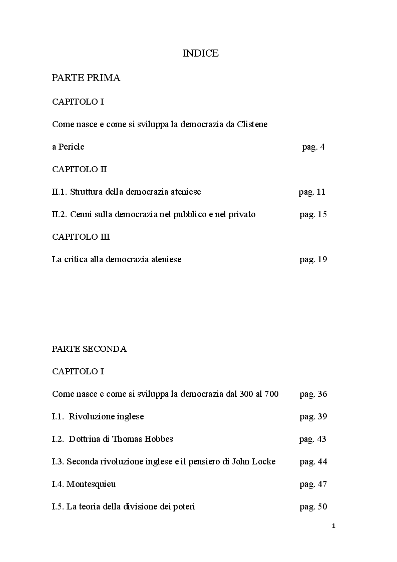Indice della tesi: Per una critica della nozione di democrazia, Pagina 1