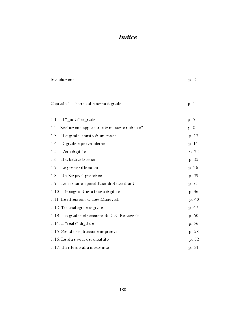 Indice della tesi: Estetiche digitali: il caso Michael Mann, Pagina 1