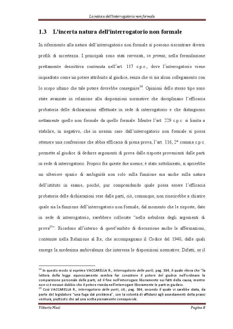 Estratto dalla tesi: L'interrogatorio non formale