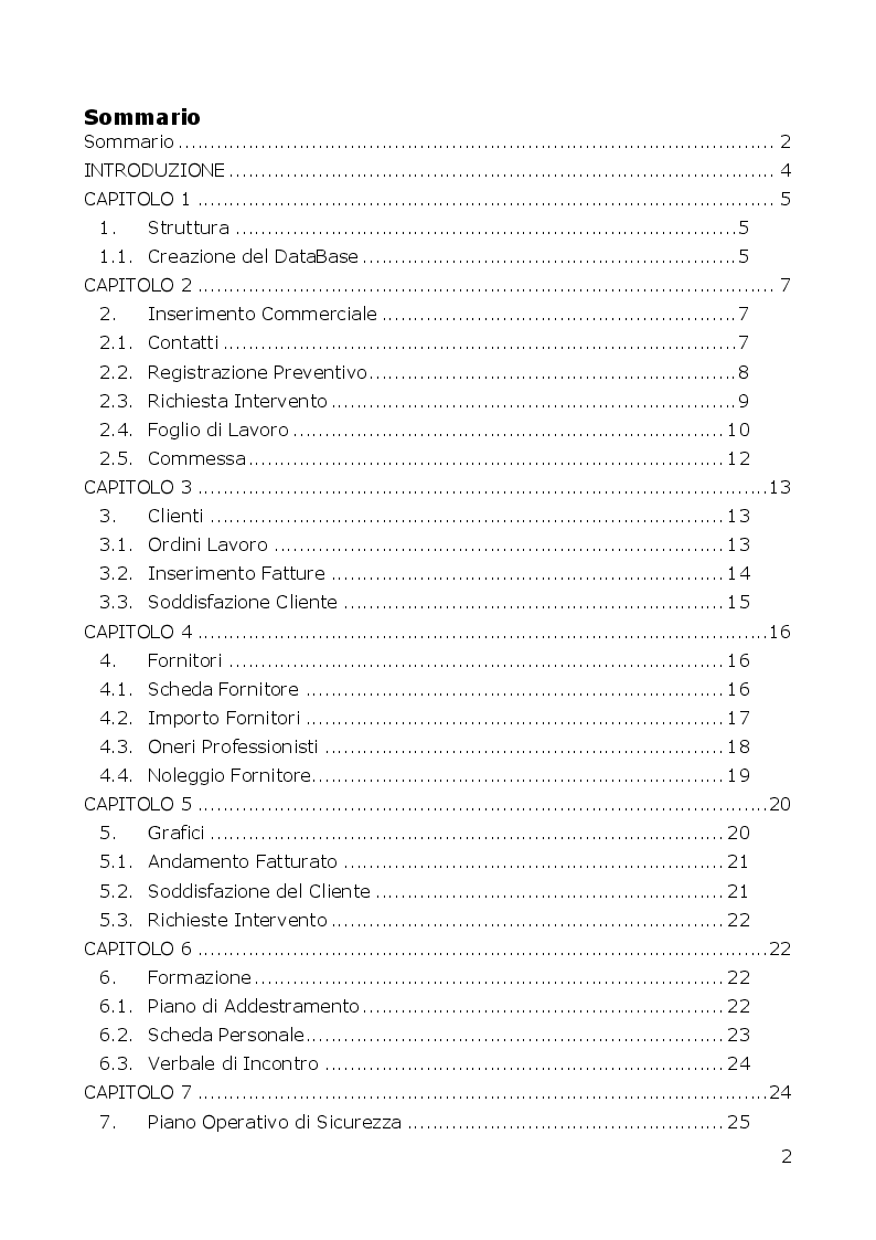 Indice della tesi: Creazione di un DataBase e procedure d’utilizzo, per la gestione, l’analisi ed il monitoraggio, di una piccola impresa operante nel settore elettrico., Pagina 1