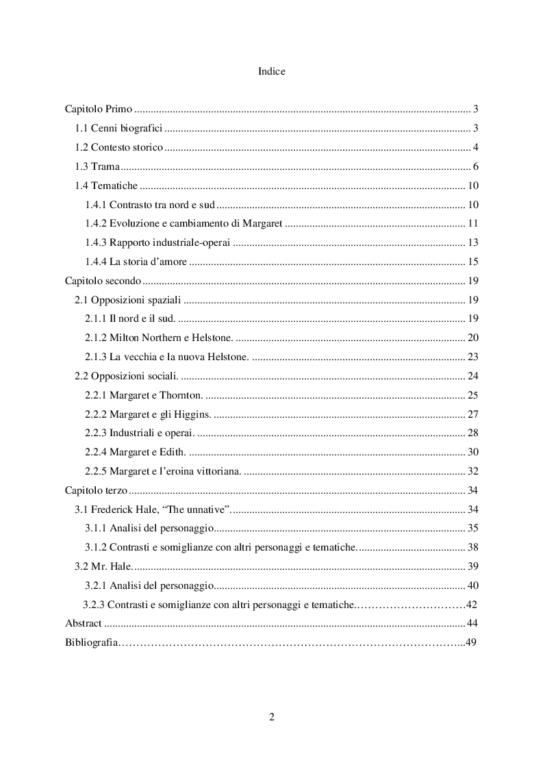Indice della tesi: Le opposizioni in ''North and South'', Pagina 1
