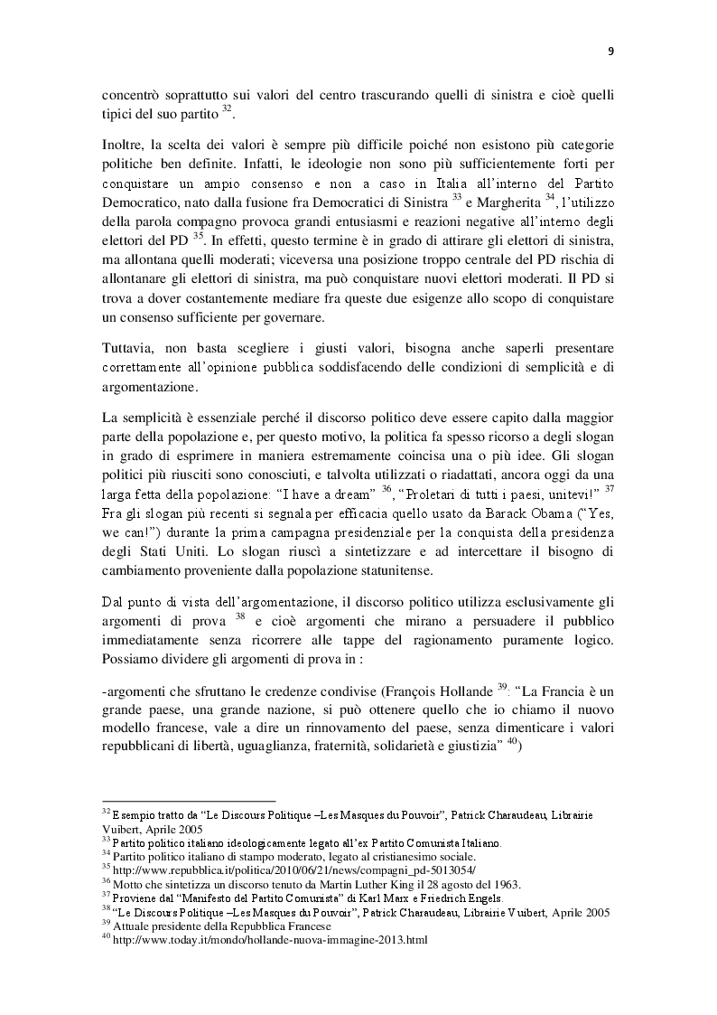Estratto dalla tesi: Ethos e Discorso Politico: il caso di Silvio Berlusconi e di Nicolas Sarkozy