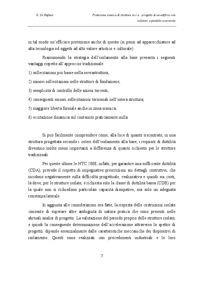 Estratto dalla tesi: Protezione sismica di strutture in c.a.: progetto di un edificio con isolatori a pendolo scorrevole