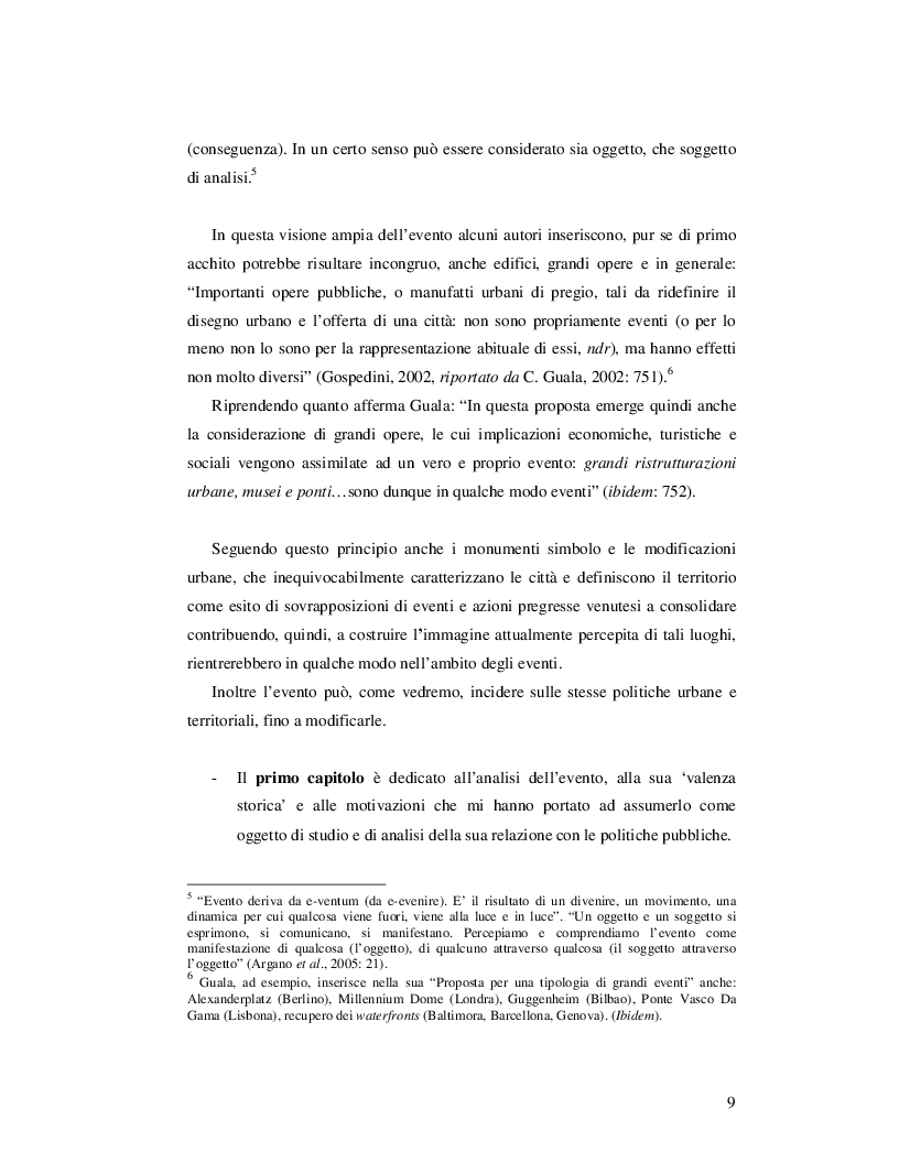 Anteprima della tesi: Event Studies: l'analisi dell'evento come risorsa strategica delle politiche urbane e territoriali, Pagina 8