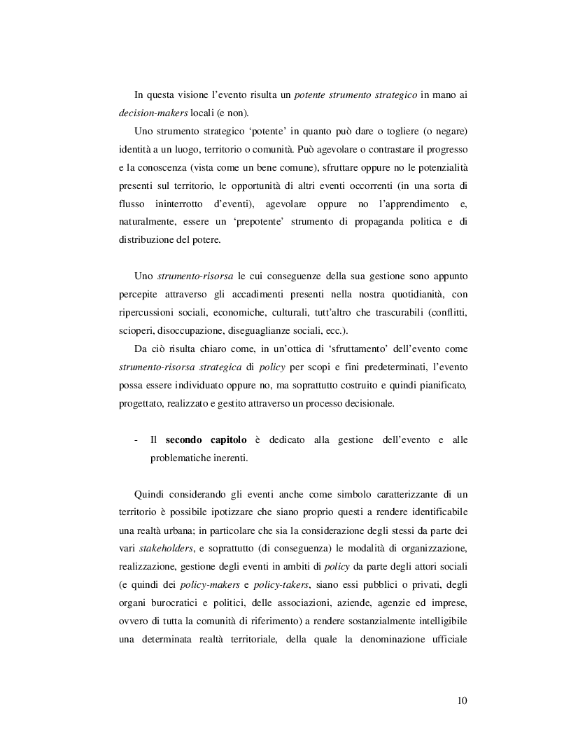 Anteprima della tesi: Event Studies: l'analisi dell'evento come risorsa strategica delle politiche urbane e territoriali, Pagina 9
