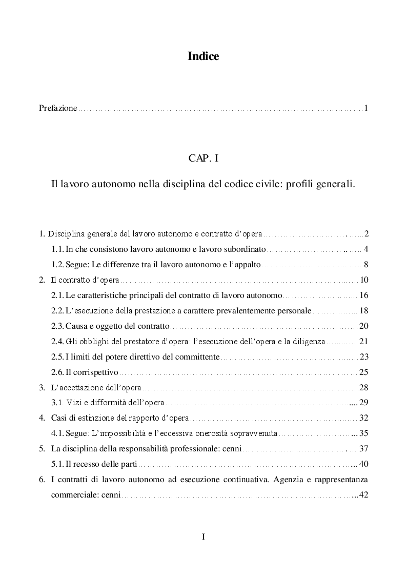 Indice della tesi: La disciplina del rapporto di lavoro c.d. ''a partita I.V.A.'' alla luce della legge n.92\2012, Pagina 1