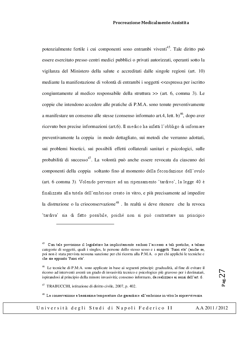 Estratto dalla tesi: Procreazione Medicalmente Assistita