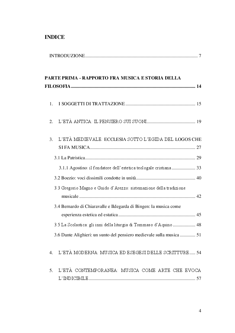 Indice della tesi: Il ''Logos'' si fa musica: la fenomenologia del divino e la tensione verso l'ineffabile, Pagina 1